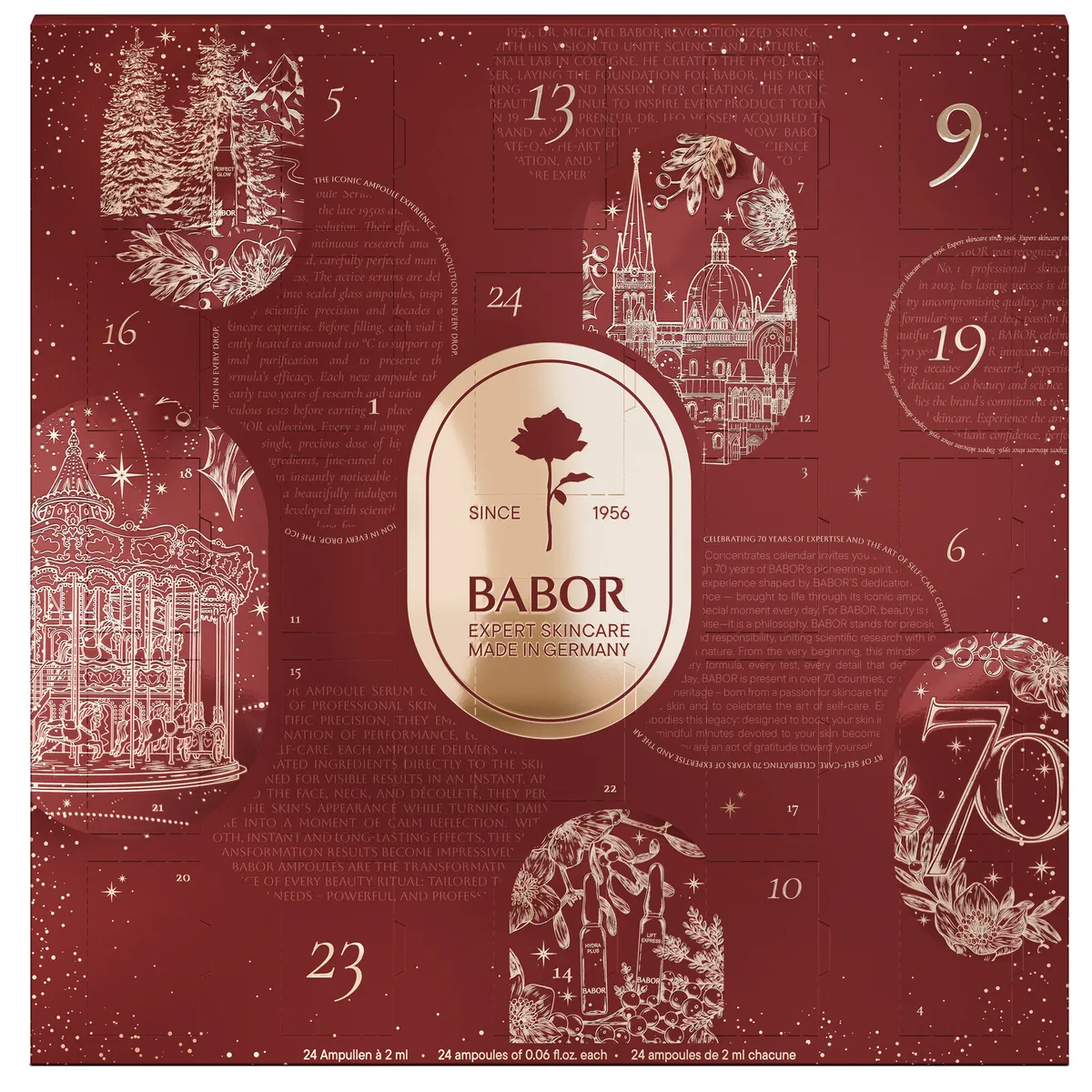 BABOR Adventskalender 2026 geschlossen – 24 Türchen, festliches Bordeaux-Design